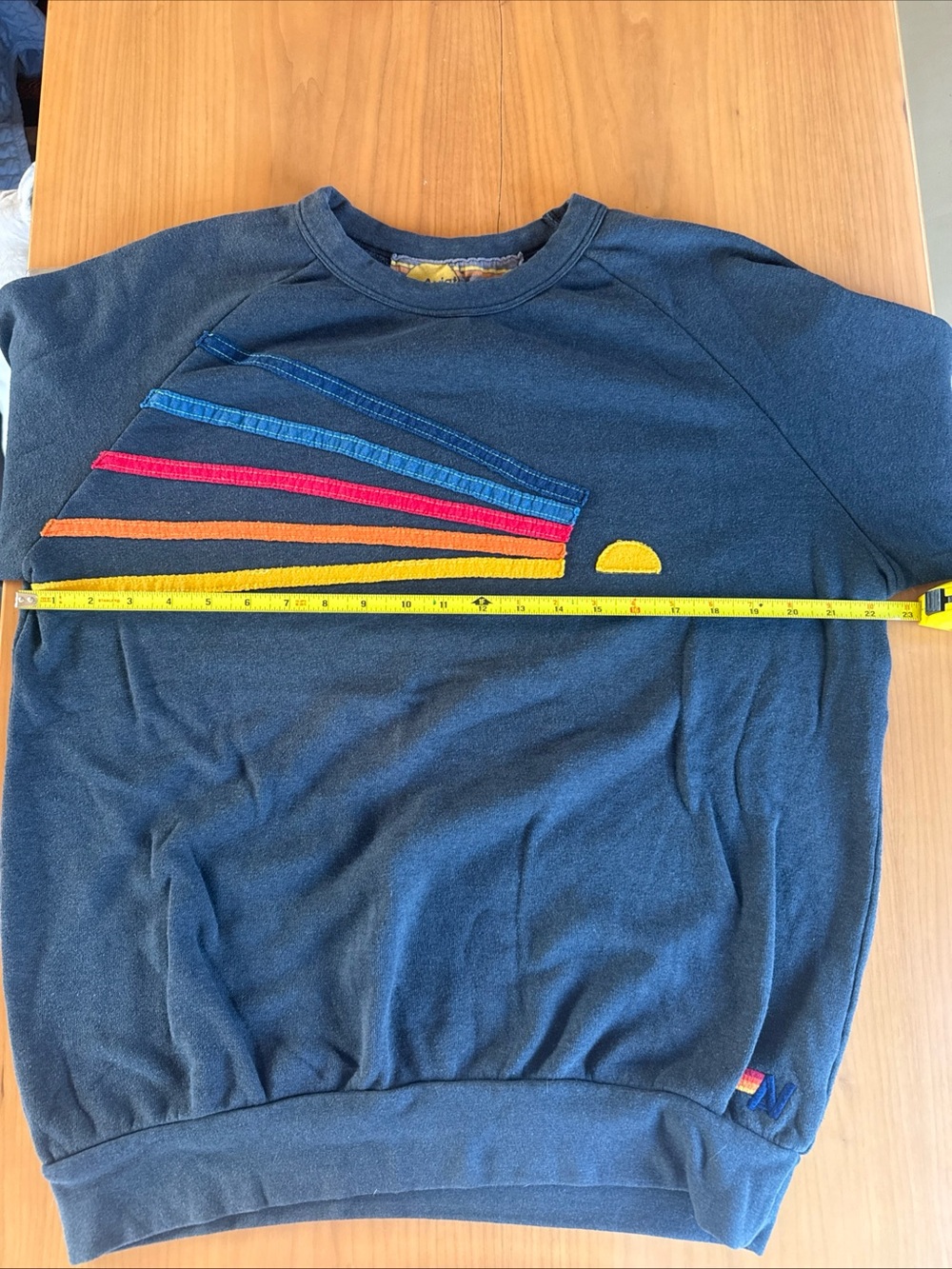 Aviator Nation Stripe Sun Navy Blue Crewneck Sweatshirt - Picture 8 of 11